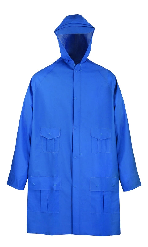 Diamondback 8156GRBXL Rain Parka, XL, PVC, Blue, Hooded, Zipper