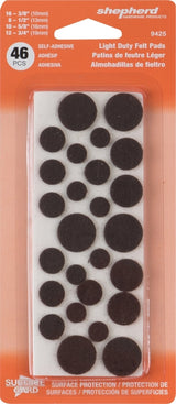 Shepherd Hardware 9425 Self-Adhesive Surface Protection Pad, Felt, Brown, Round