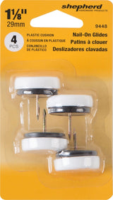 Shepherd Hardware 9448 Furniture Glide, Round, 1-1/8 in Dia Dimensions, Plastic, White, 4/PK