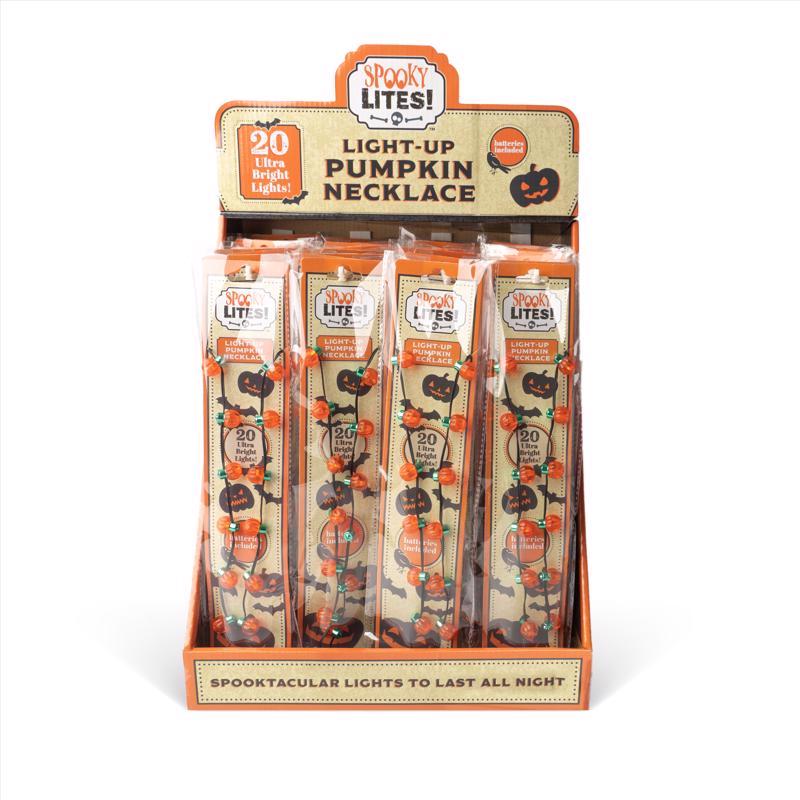 Spooky Lights LED Pumpkin Necklace 1 pk, Pack of 36