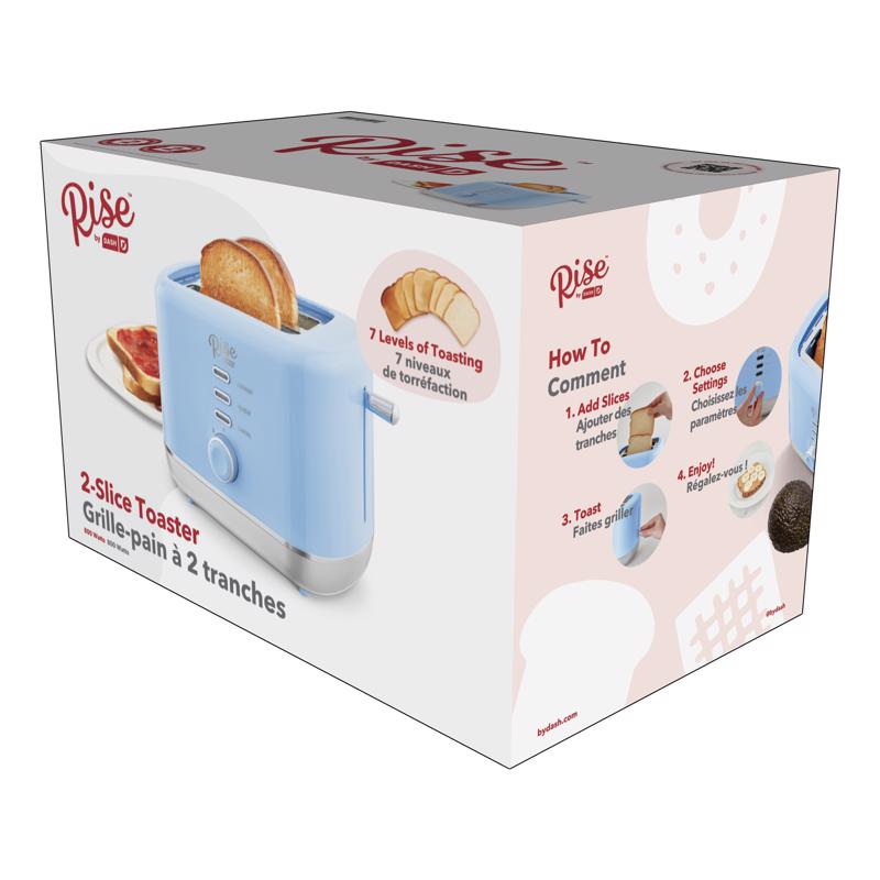 Rise by Dash Plastic Blue 2 slot Toaster 7.4 in. H X 7.2 in. W X 11.1 in. D