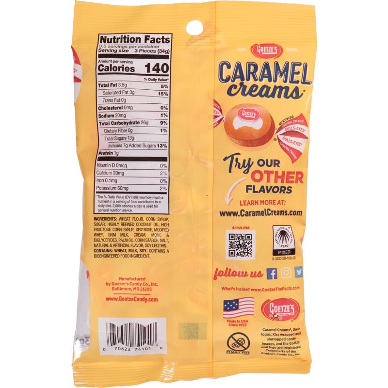 Goetze's Candy Caramel Creams Original Caramels 4 oz, Pack of 12