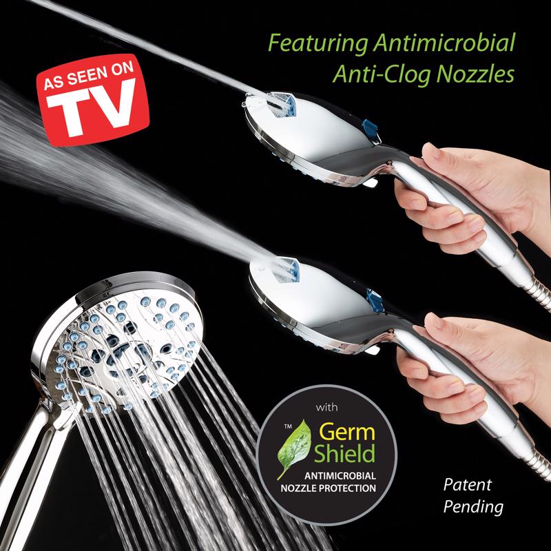 AquaCare Antimicrobial AS Seen On TV Handheld Shower Head Stainless Steel 1 pk