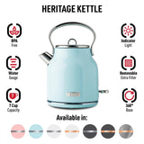 Haden Heritage Turquoise Traditional Stainless Steel 1.7 L Electric Tea Kettle