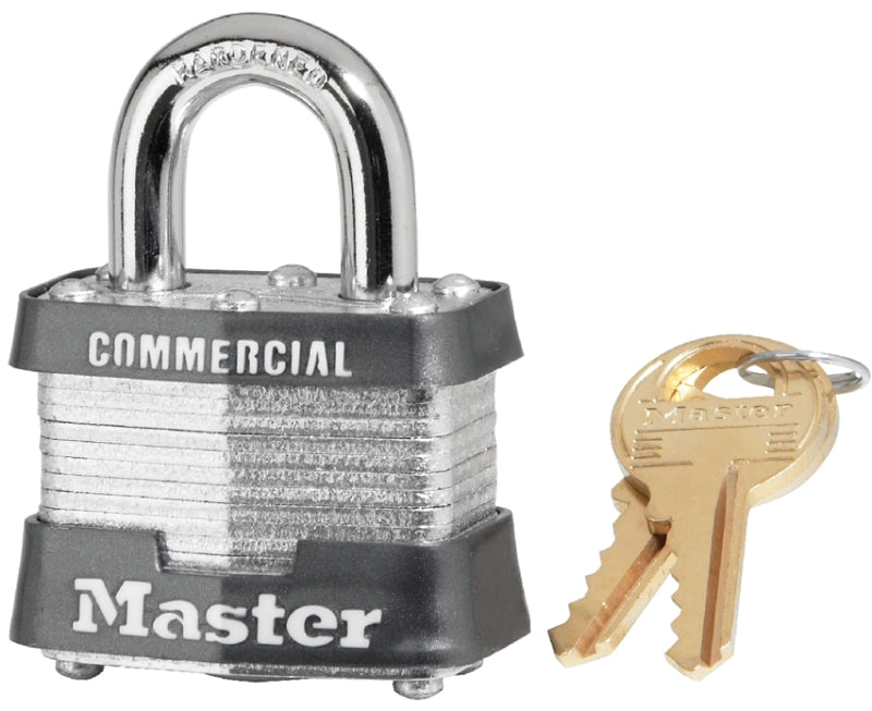 Master Lock 3KA 0895 Padlock, 1-9/16 in W Body, Key No: 0895, Keyed Alike Key, Open Shackle, 9/32 in Dia Shackle