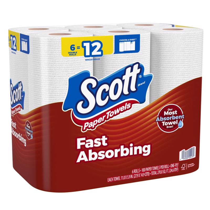 Scott Paper Towels 100 sheet 1 ply 6 pk