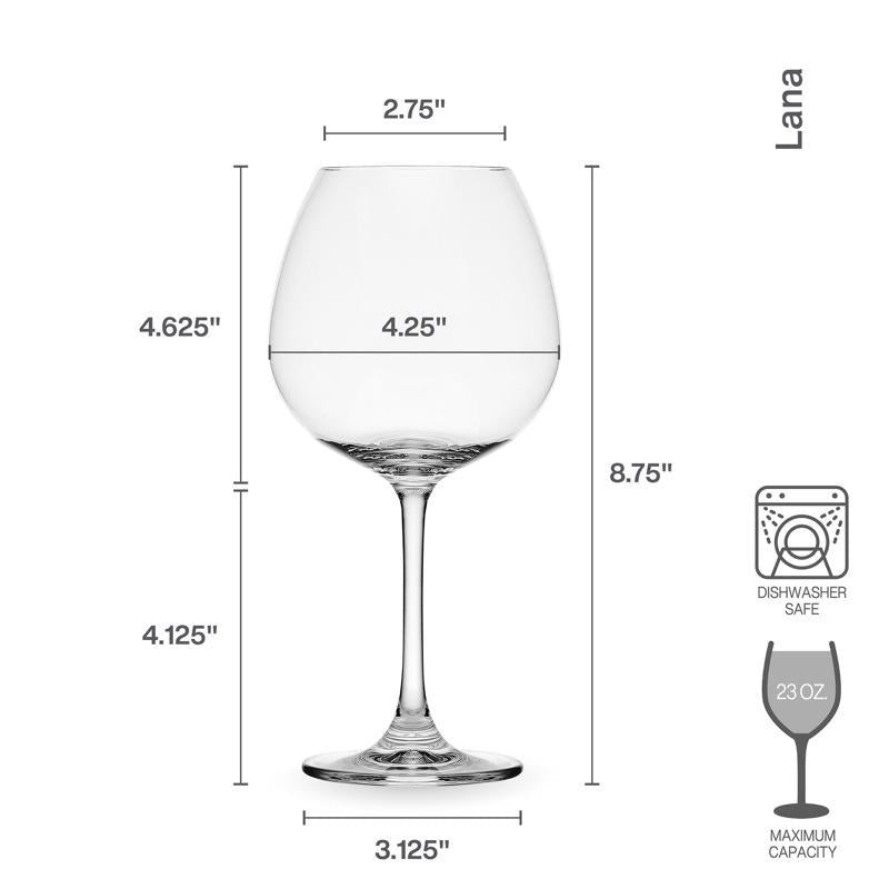 Lifetime Brands Mikasa 23 oz Clear Glass Lana Wine Glass Set