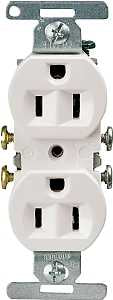 Eaton 5270 Series 5270W-BU Duplex Receptacle, 2-Pole, 15 A, 125 V, Side Wiring, 5-15R, White, Copper or Aluminum Wire