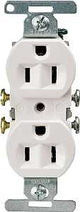 Eaton 5270 Series 5270W-BU Duplex Receptacle, 2-Pole, 15 A, 125 V, Side Wiring, 5-15R, White, Copper or Aluminum Wire