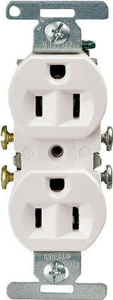 Eaton 5270 Series 5270W-BU Duplex Receptacle, 2-Pole, 15 A, 125 V, Side Wiring, 5-15R, White, Copper or Aluminum Wire