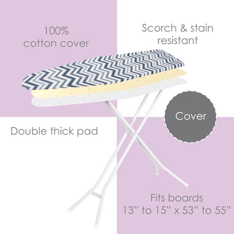 Seymour Home Products 15 in. W X 55 in. L Cotton Blue Ironing Board Cover and Pad