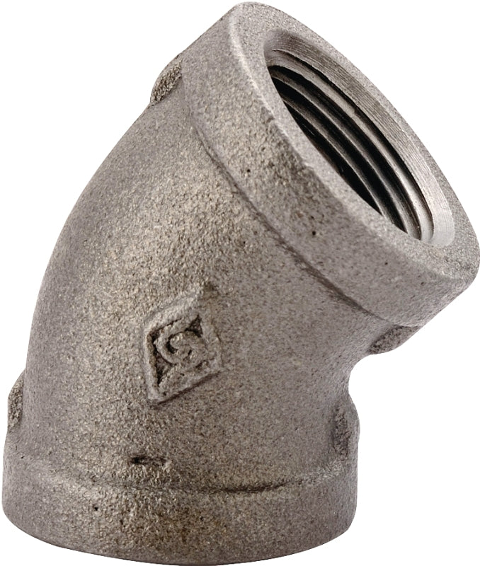 ProSource 4-2B Pipe Elbow, 2 in, FIP, 45 deg Angle, Iron, 40 Schedule, 300 psi Pressure