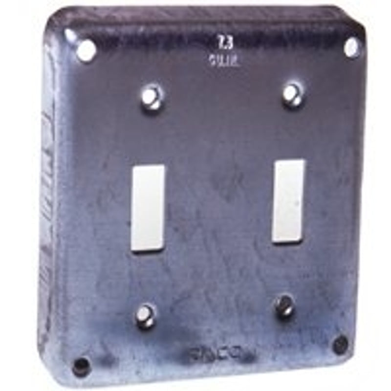 Raco 803C Exposed Work Cover, 4-3/16 in L, 4-3/16 in W, Square, 10/BAG, Steel, Gray, Galvanized