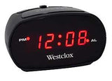 Westclox 70044A Alarm Clock, LED Display, Black Case, 4-3/4 in W x 3-1/2 in D x 2-1/2 in H