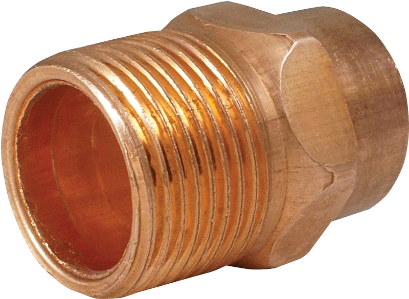 Nibco U604 Series W01180T Pipe Adapter, 3/8 in, Sweat x MPT, Copper, 779 psi Pressure
