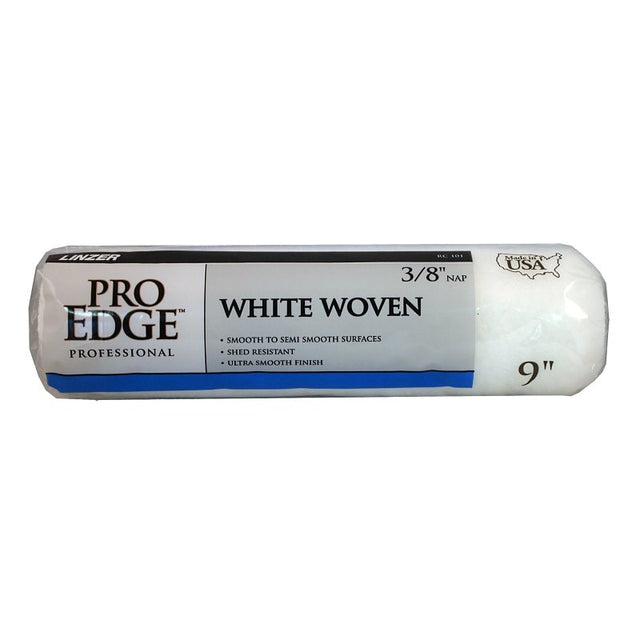 Linzer RC101-9 Roller Cover, White, 3/8 in Thick Nap, 9 in L, Woven Fabric Cover, 24/PK