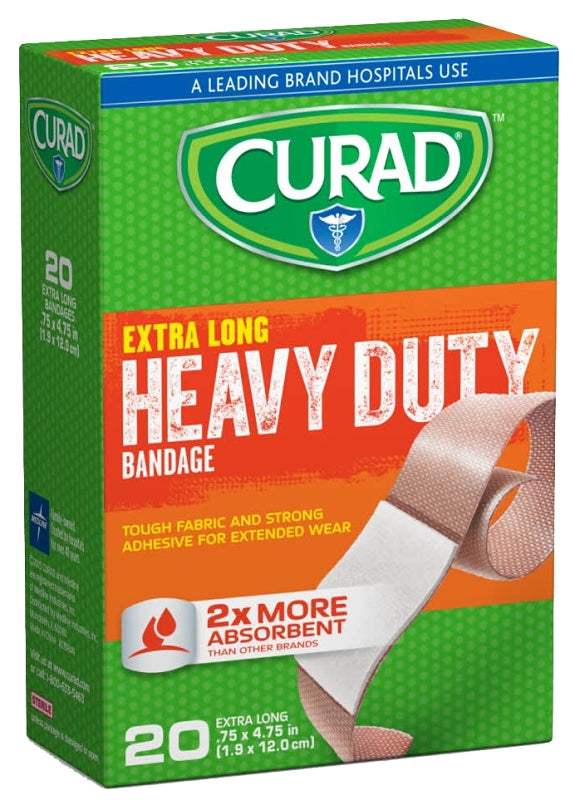 Curad CUR01101 Adhesive Bandage, 3/4 in W, 4-3/4 in L, Fabric Bandage