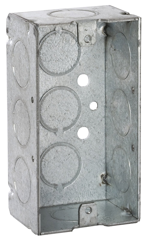 Raco 8650 Series Welded Handy Box, 11-1/2 cu-in, 1-Gang, 11-Knockout, 1/2 in Knockout, Steel, Gray