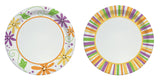 Solo Paper Mixed Garden Party Stripes and Flowers Design Plate 7 in. D 48 pk, Pack of 12