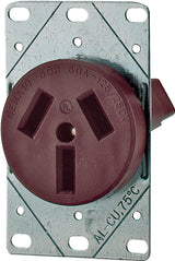 Eaton Cooper Wiring 32B-BOX Power Receptacle, 3-Pole, 125/250 V, 50 A, Back Wiring, NEMA: NEMA 10-50R, Brown