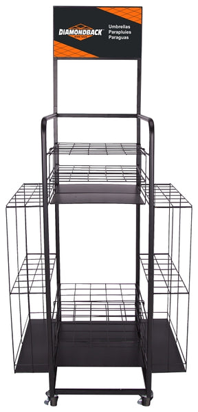 Diamondback TF01 Umbrella Rack, 54-3/4 in H, Steel, Black, Black