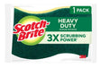 Scotch-Brite 425 Scrub Sponge, 4-1/2 in L, 2.7 in W, 0.6 in Thick, Cellulose/Synthetic Fiber, Green/Yellow