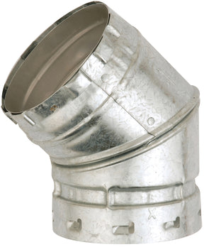 AmeriVent 5E45 Elbow, 5 in Connection, 0.018 in Gauge, Aluminum/Steel, Galvanized