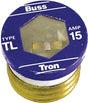 Bussmann BP/TL-15 Plug Fuse, 15 A, 125 V, 10 kA Interrupt, Time Delay Fuse, Plastic Body