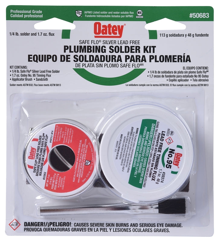 Oatey Safe-Flo 50683 Wire Solder Kit, 0.25 lb, Solid, 212.78 to 235 deg C Melting Point