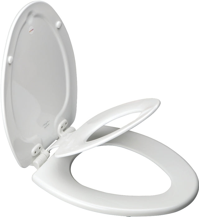 Bemis 183SLOWA Toilet Seat, Elongated, Molded Wood, White, Twist Hinge