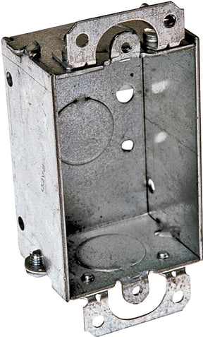 Raco 400 Gangable Switch Box, 1-Gang, 1-Outlet, 3-Knockout, 1/2 in Knockout, Steel, Gray, Galvanized, Screw Mounting