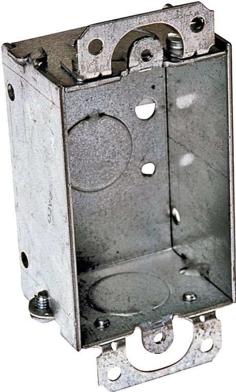 Raco 400 Gangable Switch Box, 1-Gang, 1-Outlet, 3-Knockout, 1/2 in Knockout, Steel, Gray, Galvanized, Screw Mounting