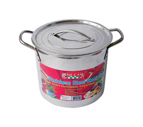 Bene Casa Stainless Steel Stock Pot 9.21 in. 12 qt Silver