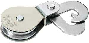 Deuer DB-20HS Scissor Hook Block, Swivel Eye, 1/4 in Rope, 480 lb Working Load, 2 in Sheave, Zinc