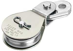 Deuer DB-20E Cable Block, Swivel Eye, 1/4 in Rope, 480 lb Working Load, Zinc
