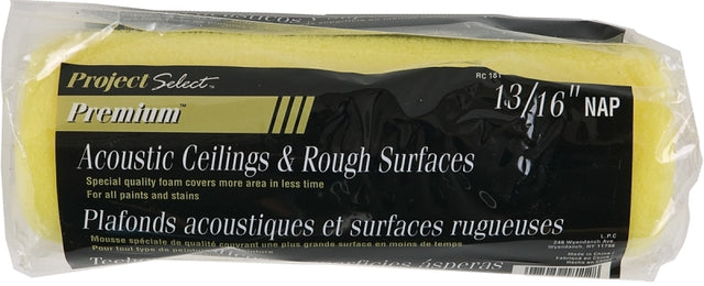 Linzer RC 181 Roller Cover, 3/16 in Thick Nap, 9 in L, Foam Cover, Yellow