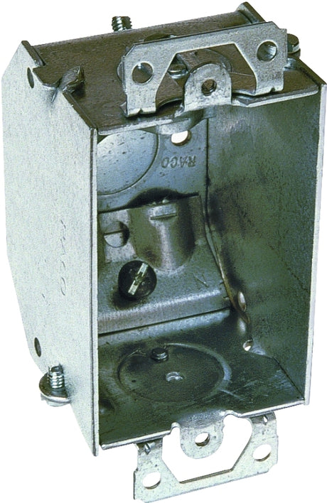 Raco 471 Switch Box, 1-Gang, 1-Outlet, 5-Knockout, 1/2 in Knockout, Steel, Gray, Galvanized