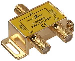 Zenith VS3001SP2W Series Coax Splitter, 2400 MHz, 1 Video Input, 2 Video Output