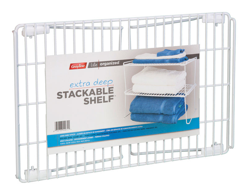 Grayline Life Organized 12 in. H X 9 in. W X 20 in. L PE Coated White Stackable Shelf