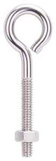 ProSource LR294 Eye Bolt, 6.2 mm Thread, Machine Thread, 1-1/2 in L Thread, 1 in Dia Eye, 196 lb Working Load, Pack of 10
