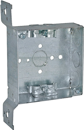 Raco 223 Welded Box with NMSC Clamp, 2-Gang, 4-Knockout, 1/2, 1/2 to 3/4 in, Steel, Gray, Pre-Galvanized