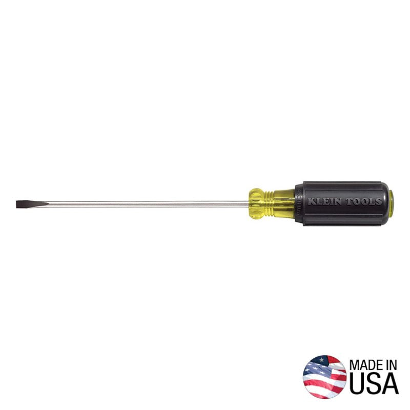 Klein Tools 601-6 Screwdriver, 3/16 in Drive, Cabinet Drive, 9-3/4 in OAL, 6 in L Shank, Acetate Handle