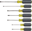 Klein Tools 85076 Screwdriver Set, 7-Piece, Steel, Chrome-Plated, Black, Specifications: Round, Square Shank