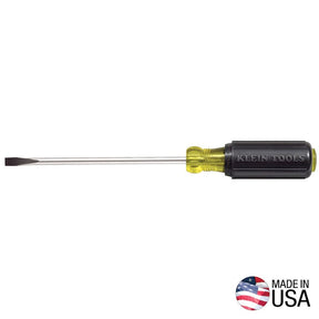 Klein Tools 605-6 Screwdriver, 1/4 in Drive, Cabinet Drive, 10-11/32 in OAL, 6 in L Shank, Rubber Handle