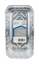 Home Plus Durable Foil 3-3/4 in. W X 8 in. L Loaf Pan Silver 3 pk, Pack of 12