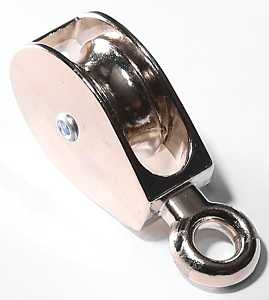 Baron 0174ZD-1 Tackle Pulley, 1/4 in Rope, 55 lb Working Load, 1 in Sheave, Rigid Eye, Single Fixed Eye Attachment
