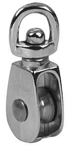 Baron 0173ZD-3/4 Rope Pulley, 3/16 in Rope, 3/4 in Sheave, Single Swivel Eye Attachment, Cadmium