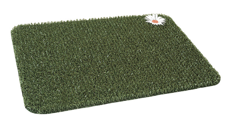 GrassWorx Clean Machine 18 in. W X 24 in. L Green Daisy Astroturf Door Mat