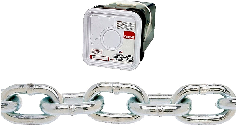 Campbell 014-3326 Proof Coil Chain, 3/16 in, 150 ft L, 30 Grade, Steel, Zinc-Plated