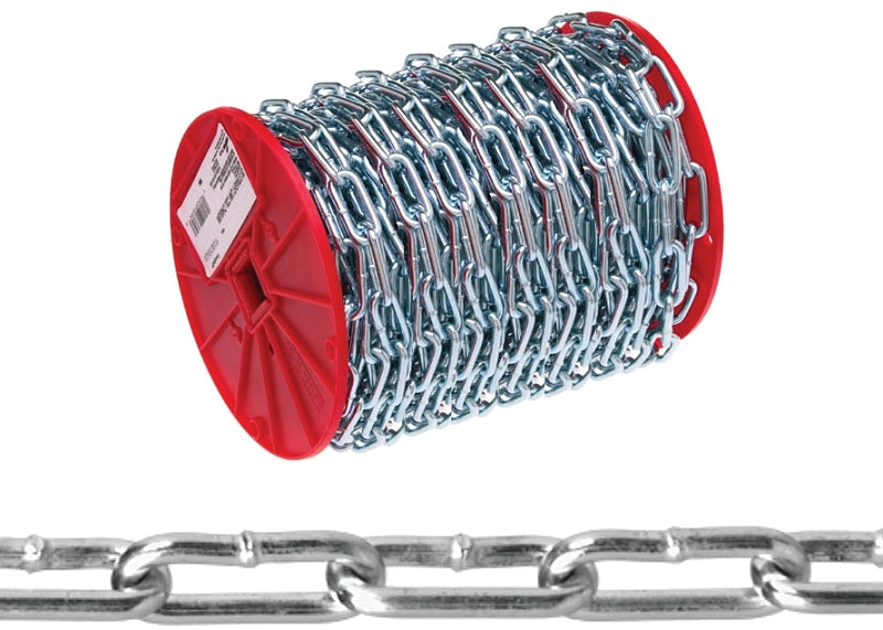 Campbell 0722827 Straight Link Coil Chain, #2/0, 40 ft L, 520 lb Working Load, Steel, Zinc-Plated